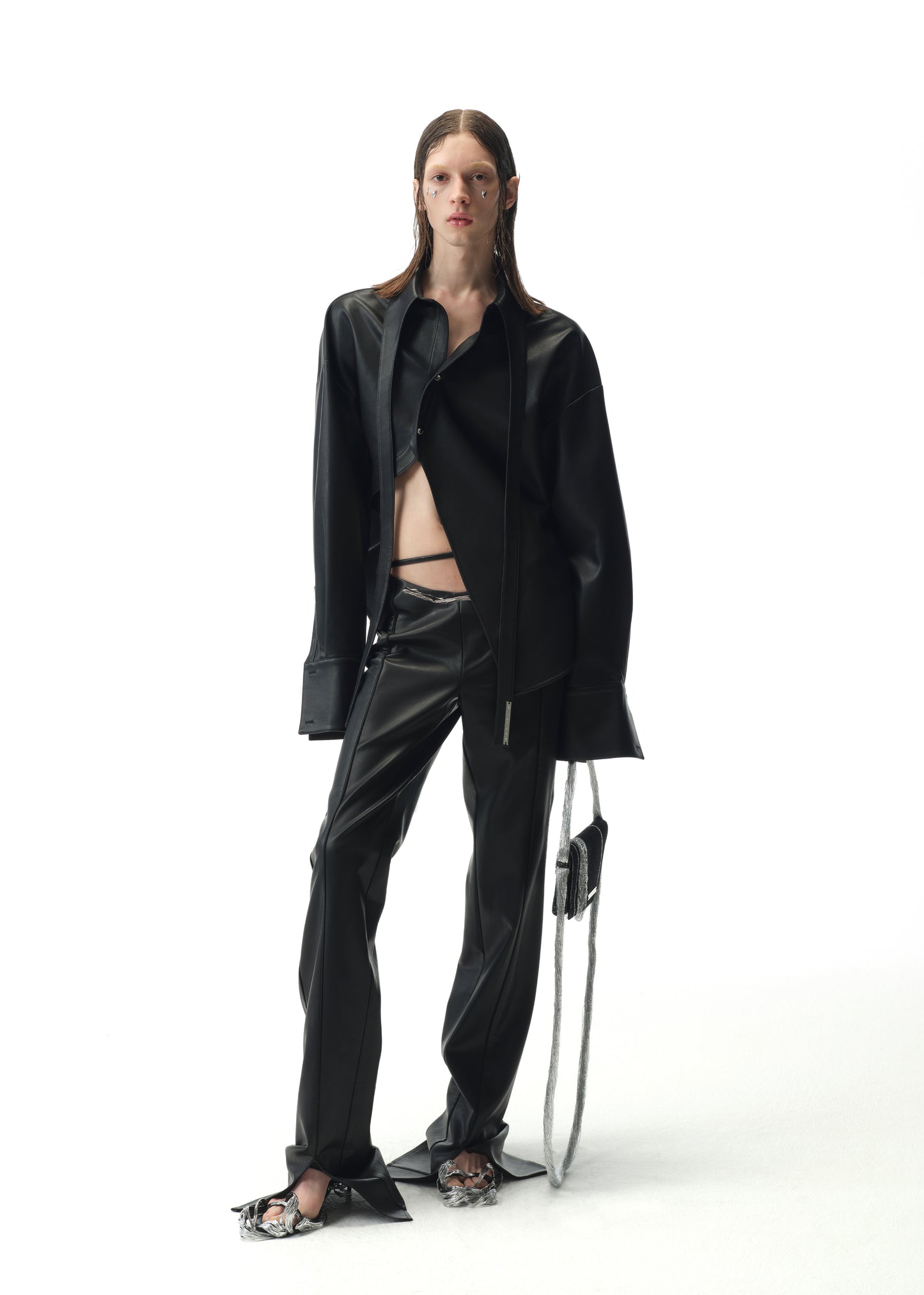 Patent Leather Asymmetrical Shirt