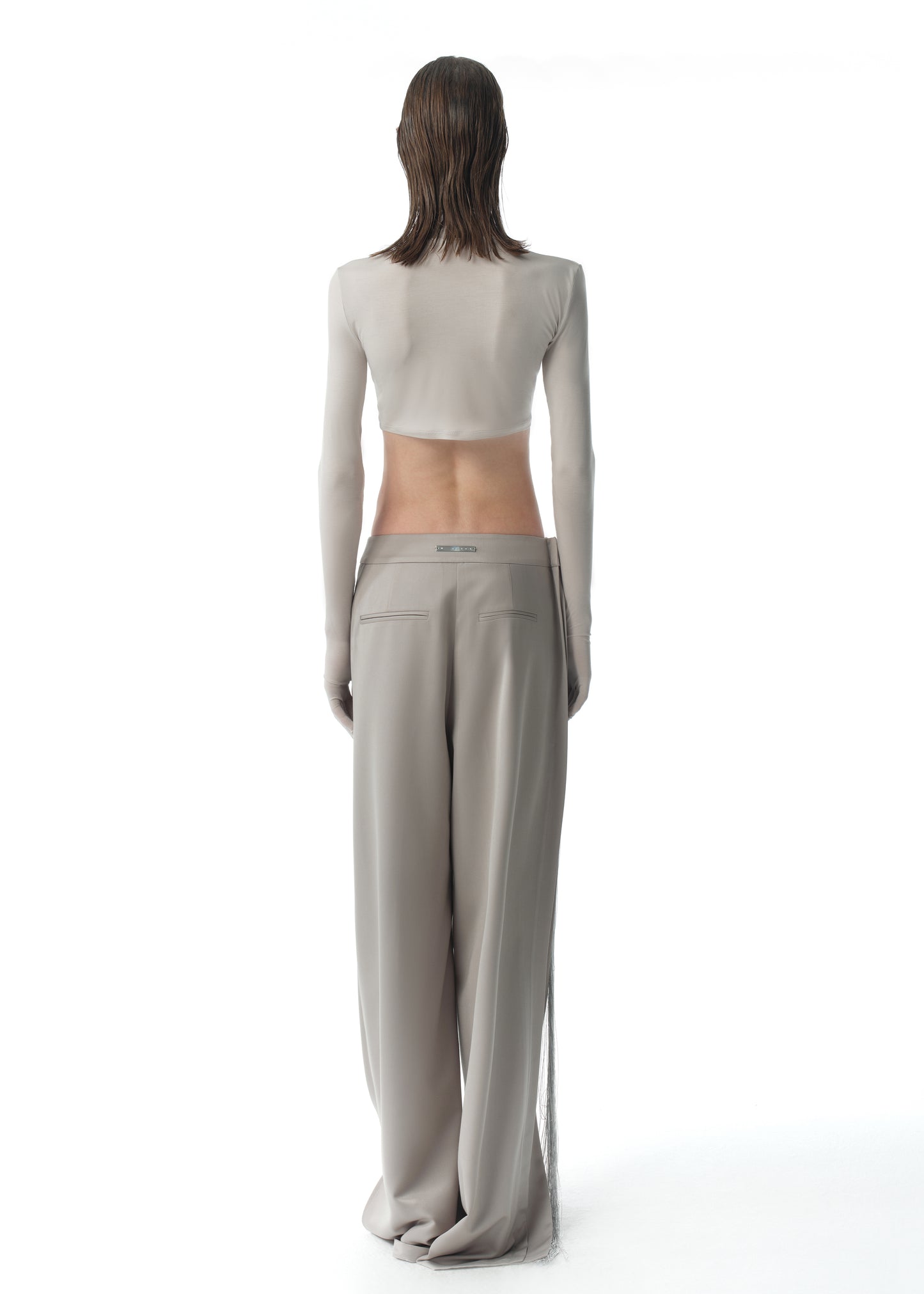 Cropped Turtleneck Top with Silver Hem