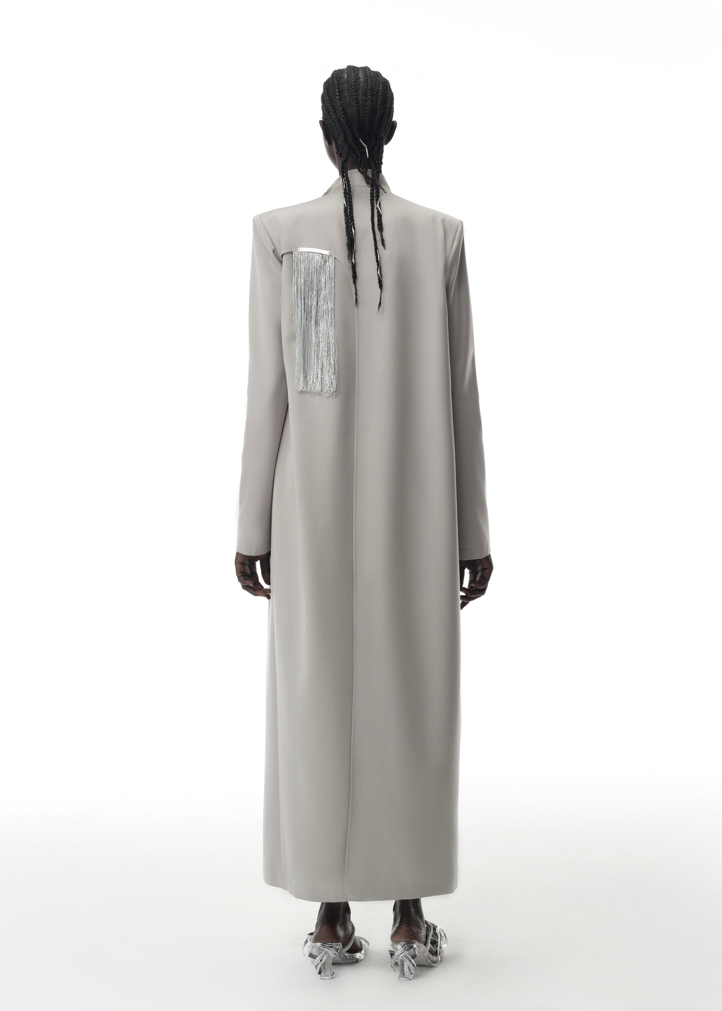 Long Trench Coat with Silver Tassel