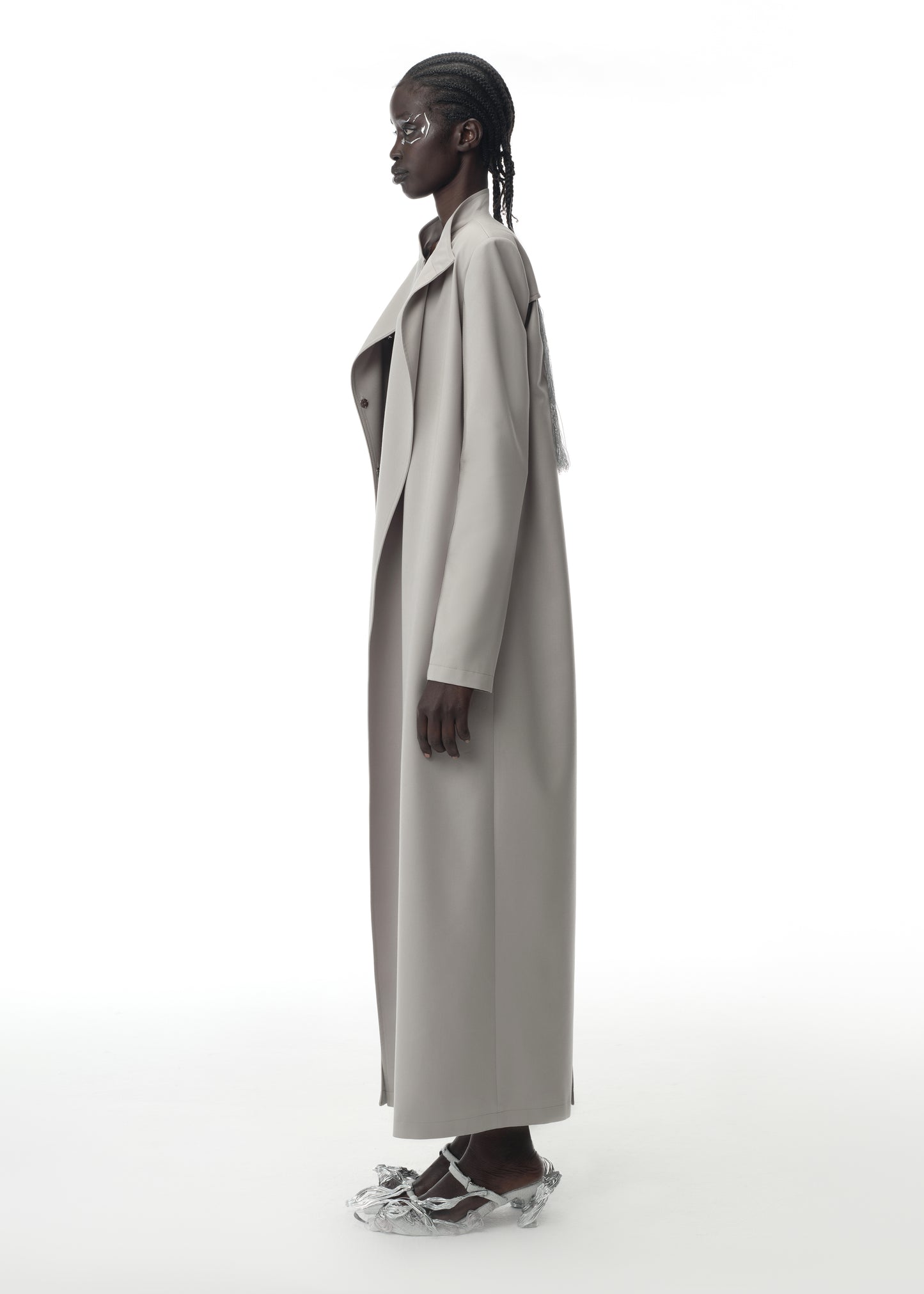 Long Trench Coat with Silver Tassel